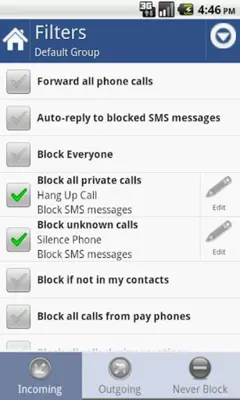 Call Blocker Gold android App screenshot 1